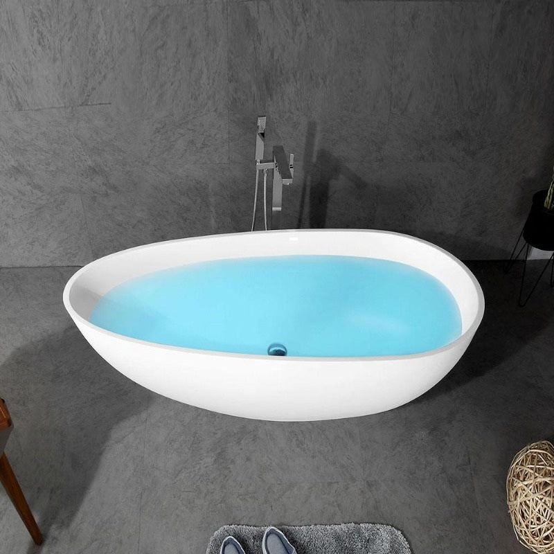 Ocean 1700mm Stone Matte White Freestanding Bath Tub - Acqua Bathrooms