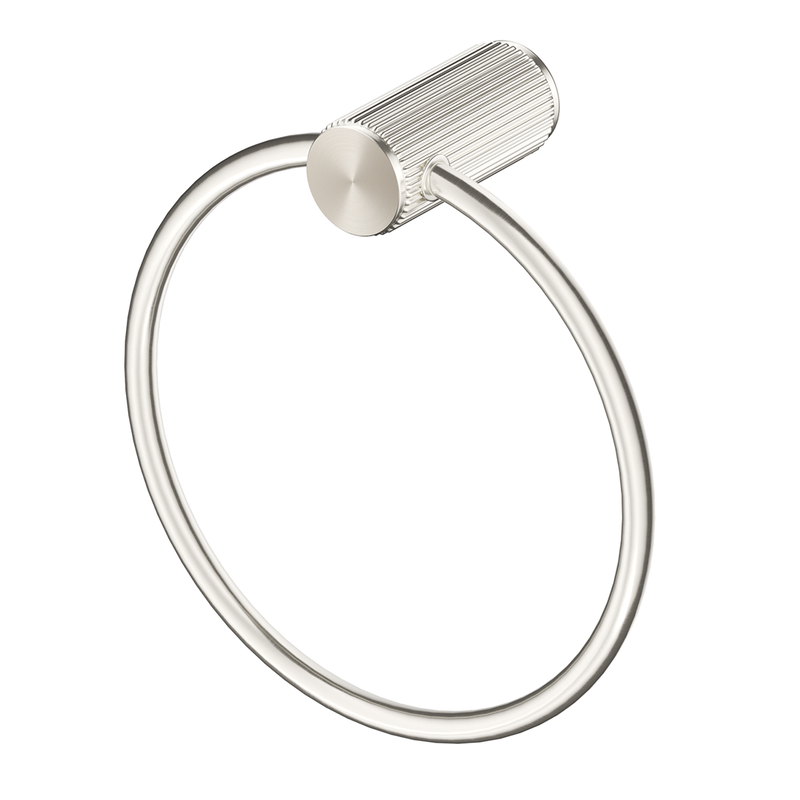 Mica Fluted Brushed Nickel Towel Ring