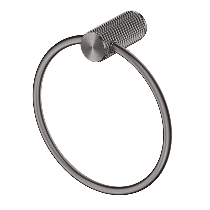 Mica Fluted Gun Metal Towel Ring