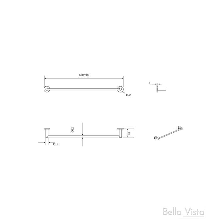 Mica Dusk Bronze Single Towel Rail - 800mm - Acqua Bathrooms