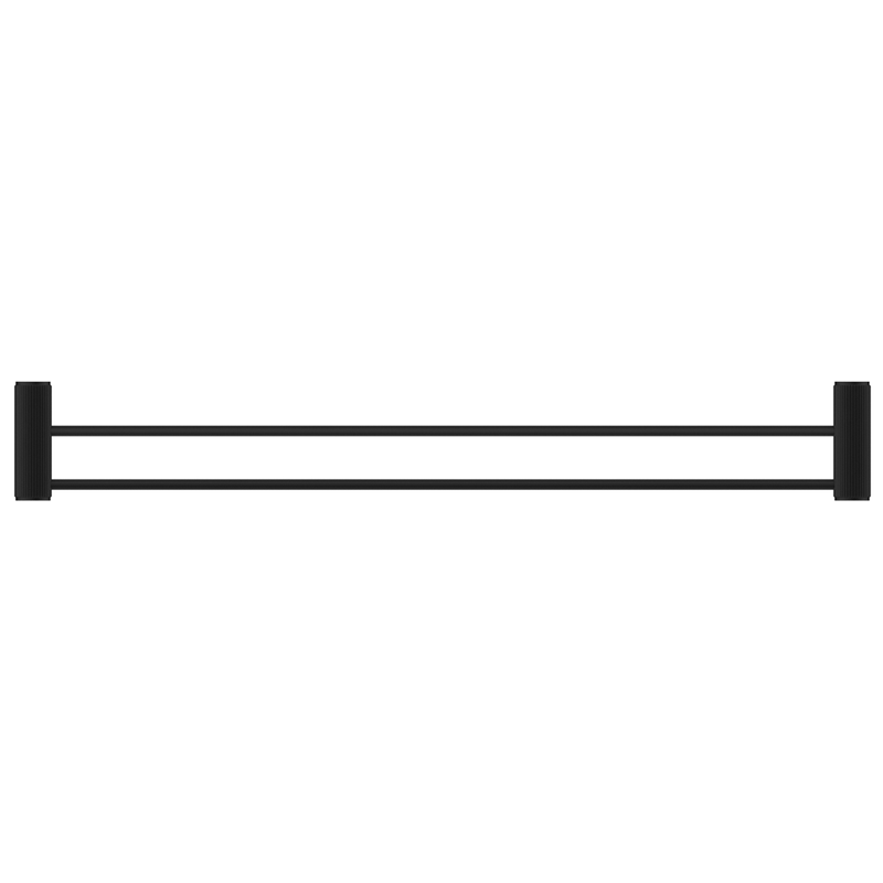 Mica Fluted Matte Black Double Towel Rail - 800mm