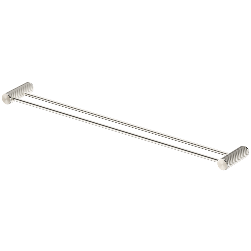 Mica Fluted Brushed Nickel Double Towel Rail - 800mm