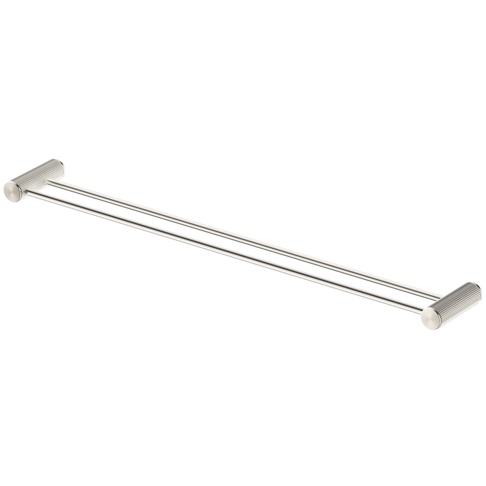 Mica Fluted Brushed Nickel Double Towel Rail - 800mm