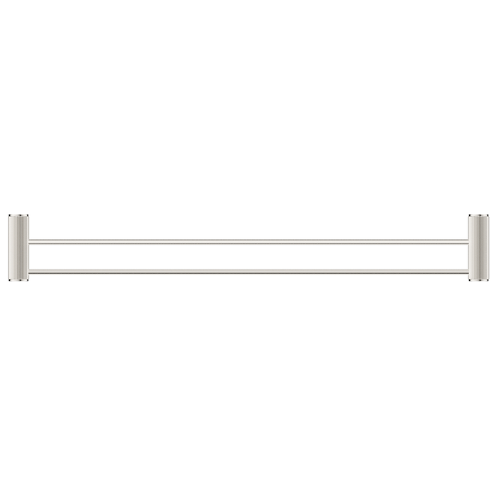 Mica Fluted Brushed Nickel Double Towel Rail - 800mm