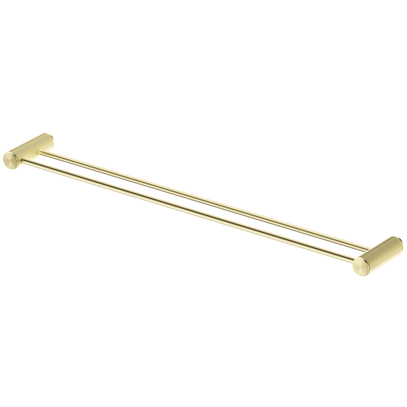 Mica Fluted French Gold Double Towel Rail - 800mm