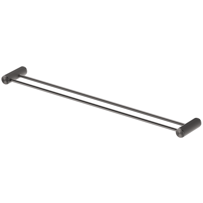 Mica Fluted Gun Metal Double Towel Rail - 800mm