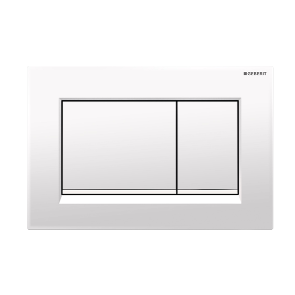 Geberit Sigma 30 Button - Square Matte White with Gloss White Trim - Acqua Bathrooms