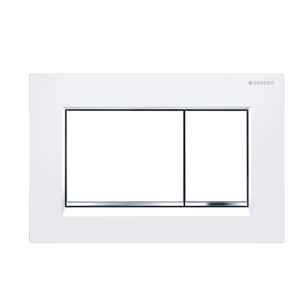 Geberit Sigma 30 Button - Square Gloss White with Chrome Trim - Acqua Bathrooms