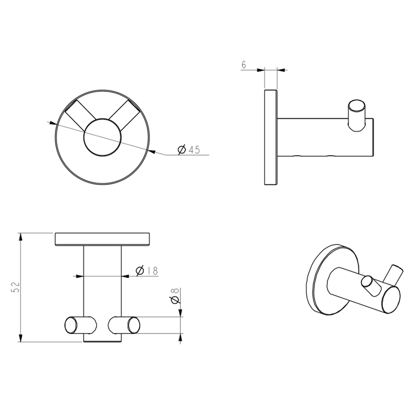 Mica Brushed Nickel Double Robe Hook