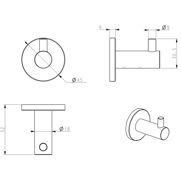 Mica Brushed Nickel Robe Hook