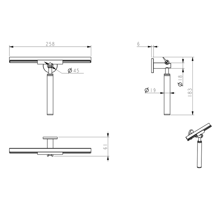 Mica Matte Black Glass Squeegee