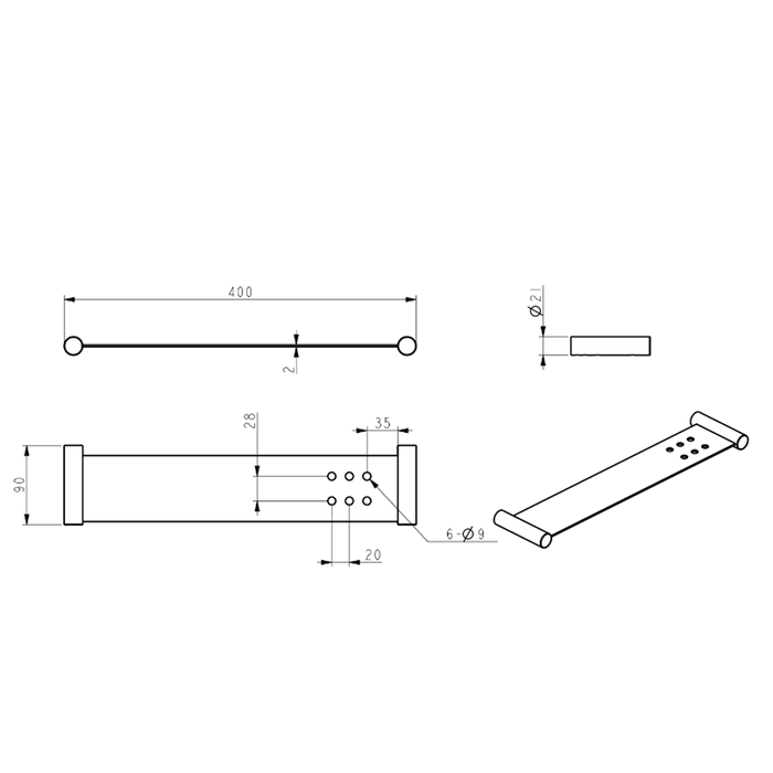 Mica Chrome Stainless Shelf - 400mm