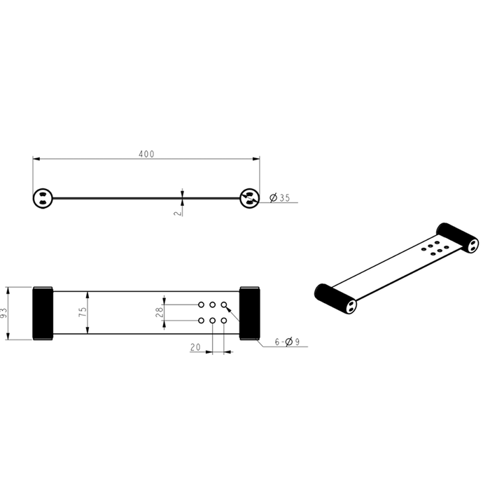 Mica Matte Black Fluted Stainless Shelf - 400mm