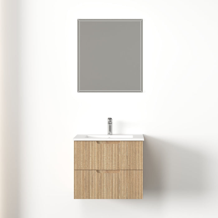 Kelsa 600 Fluted White Oak Wall Hung Vanity - Acqua Bathrooms