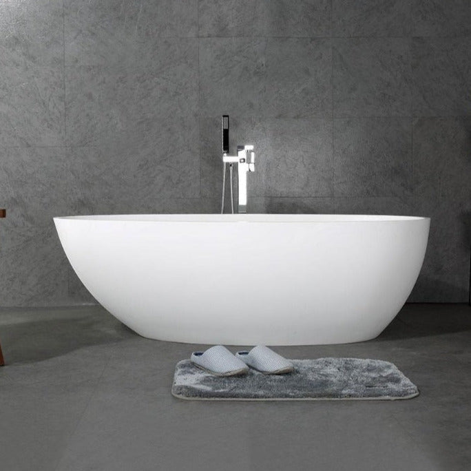 Ocean 1700mm Stone Matte White Freestanding Bath Tub - Acqua Bathrooms