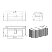 Curva 1200 Curved White Oak Fluted Wall Hung Vanity - Acqua Bathrooms