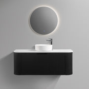 Curva 1200 Curved Matte Black Fluted Wall Hung Vanity - Acqua Bathrooms