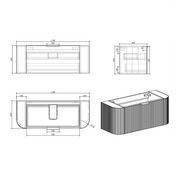 Curva 1200 Curved Matte Black Fluted Wall Hung Vanity - Acqua Bathrooms