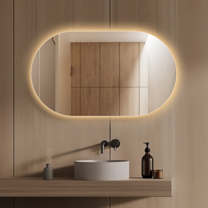Oval Pill Touchless 1200 x 700 LED Mirror - Three Light Temperatures - Acqua Bathrooms