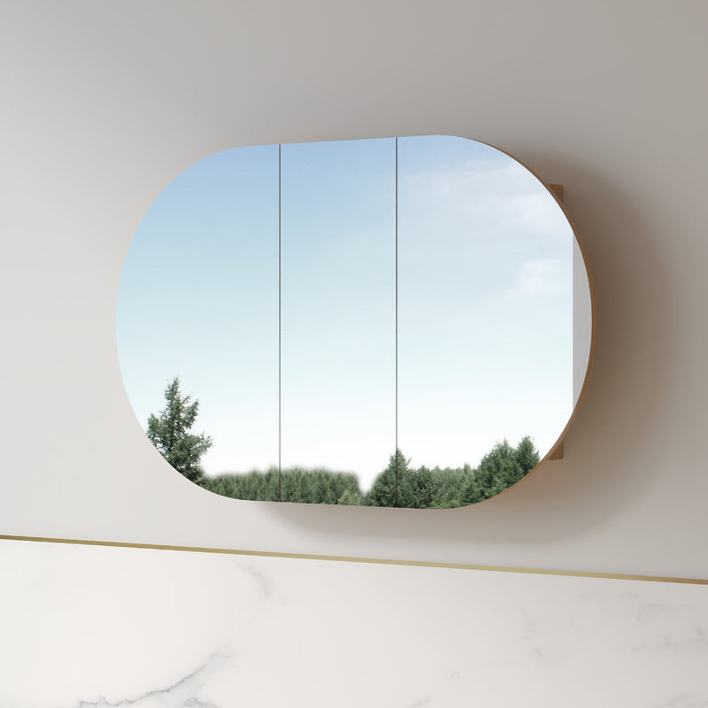 Ronda 1200mm Light Walnut Oval Shaving Cabinet