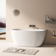 Delta 1300mm Matte White Back to Wall Oval Freestanding Bath Tub - Acqua Bathrooms