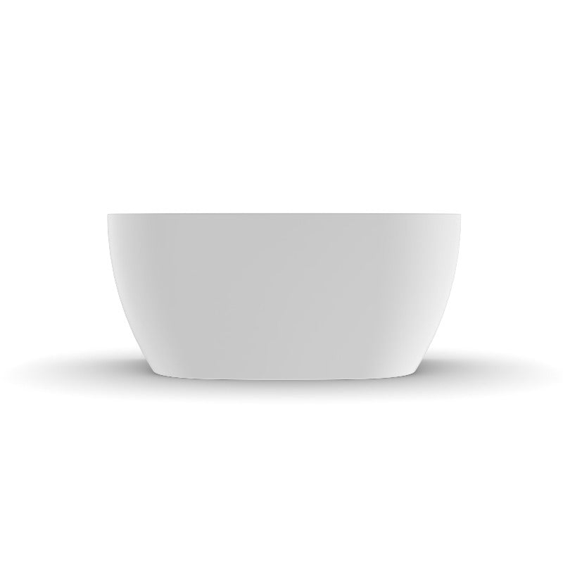 Delta 1300mm Matte White Back to Wall Oval Freestanding Bath Tub - Acqua Bathrooms