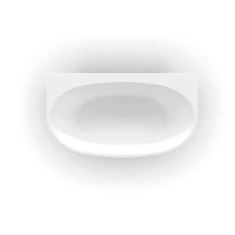 Delta 1300mm Matte White Back to Wall Oval Freestanding Bath Tub - Acqua Bathrooms