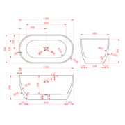 Catania Oval Egg 1300mm Matte White Designer Freestanding Bath Tub - Acqua Bathrooms