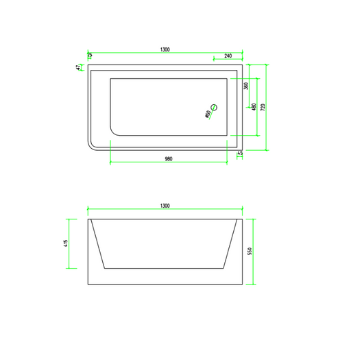 Corner 1300 Right Fit Freestanding Bath Tub - Acqua Bathrooms