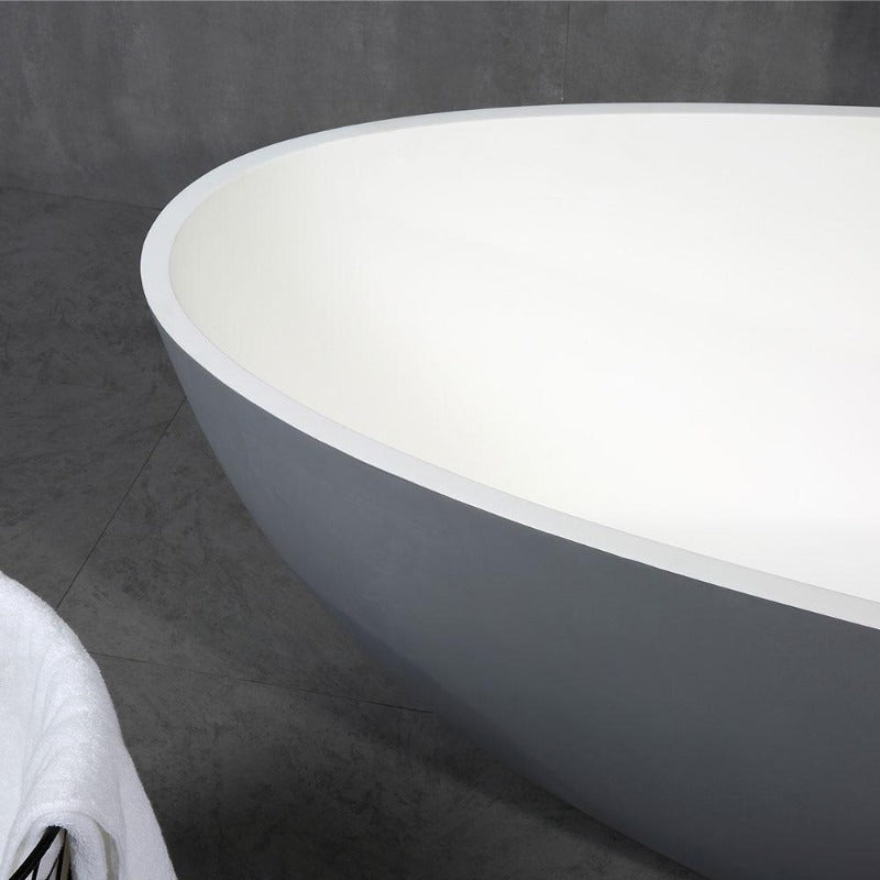 Ocean 1700mm Stone Matte White Freestanding Bath Tub - Acqua Bathrooms