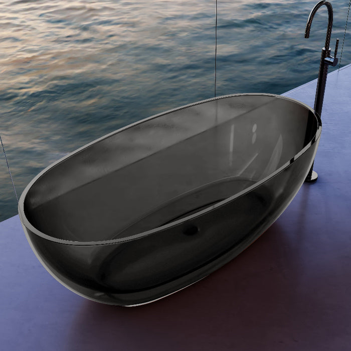 Vetra 1700mm Black Translucenct Resin Stone Freestanding Bath Tub