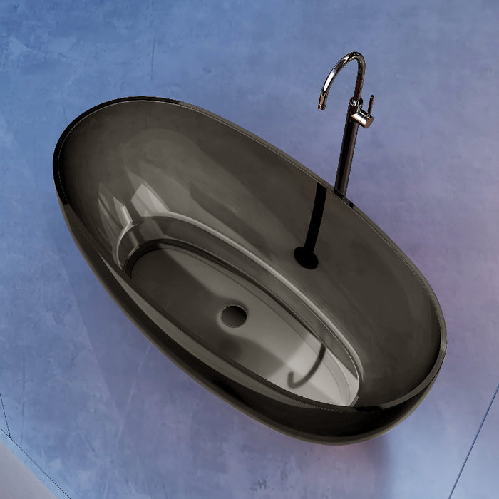 Vetra 1700mm Black Translucenct Resin Stone Freestanding Bath Tub