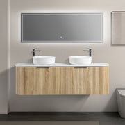 Curva 1500 Curved Double White Oak Fluted Wall Hung Vanity - Acqua Bathrooms