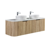Curva 1500 Curved Double White Oak Fluted Wall Hung Vanity - Acqua Bathrooms