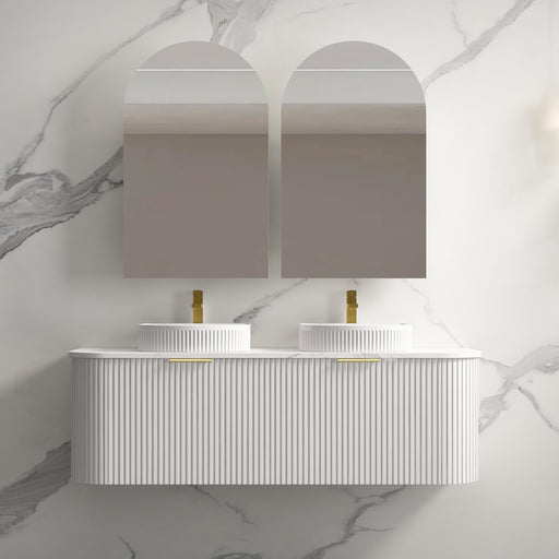 Infinity | Rio 1500 Curved Fluted Matte White Wall Hung Vanity - Acqua Bathrooms