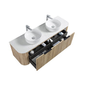 Curva 1500 Curved Double White Oak Fluted Wall Hung Vanity - Acqua Bathrooms