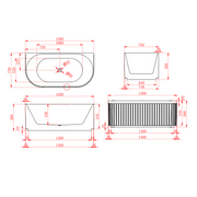 Artemis Fluted 1500mm Matte White Back to Wall Designer Round Freestanding Bath - Acqua Bathrooms