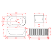 Artemis Fluted 1500mm Matte White Corner Fit Designer Round Freestanding Bath - Acqua Bathrooms