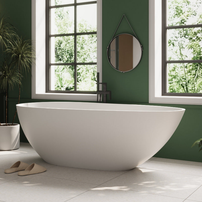Ocean 1500mm Stone Matte White Freestanding Bath Tub - Acqua Bathrooms