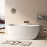 Delta 1500mm Matte White Back to Wall Oval Freestanding Bath Tub - Acqua Bathrooms
