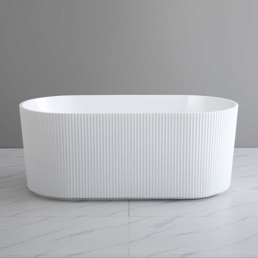 Ally Groove 1500mm Fluted Matte White Freestanding Bath Tub - Acqua Bathrooms