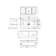 Cascade 1500mm Matte White Left Corner Fit Freestanding Bath Tub - Acqua Bathrooms