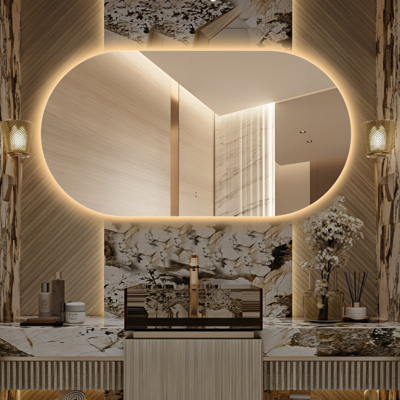 Oval Pill Touchless 1500 x 800 LED Mirror - Three Light Temperatures - Acqua Bathrooms