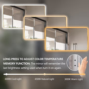 Curva Rectangle 1500 x 800 Brushed Gold Touchless LED Mirror  - Three Light Temperatures - Acqua Bathrooms