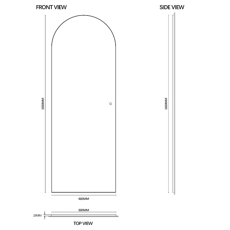 Arched 600 x 1650 LED Mirror - Three Light Temperatures - Acqua Bathrooms