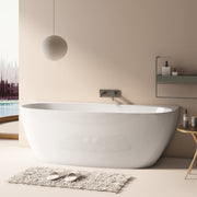 Delta 1700mm Gloss White Back to Wall Oval Freestanding Bath Tub - Acqua Bathrooms