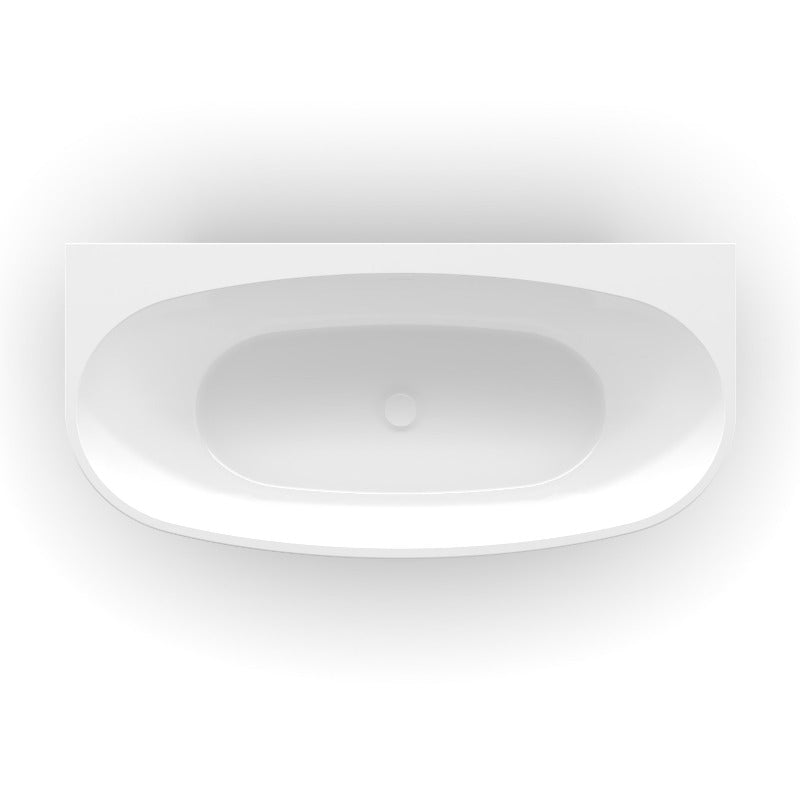 Delta 1700mm Gloss White Back to Wall Oval Freestanding Bath Tub - Acqua Bathrooms