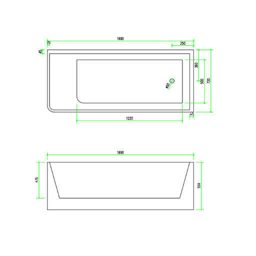 Corner 1700 Right Fit Freestanding Bath Tub - Acqua Bathrooms