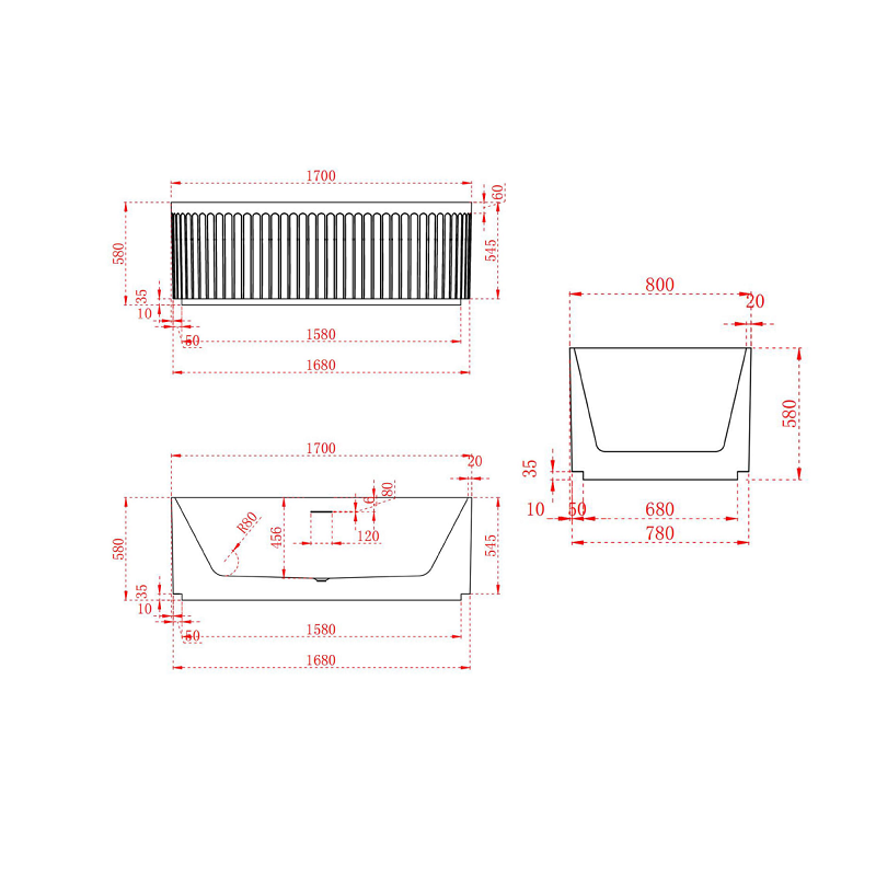 Artemis Fluted 1700mm Matte White Designer Round Freestanding Bath - Acqua Bathrooms