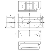 Cascade 1700mm Matte White Left Corner Fit Freestanding Bath Tub - Acqua Bathrooms